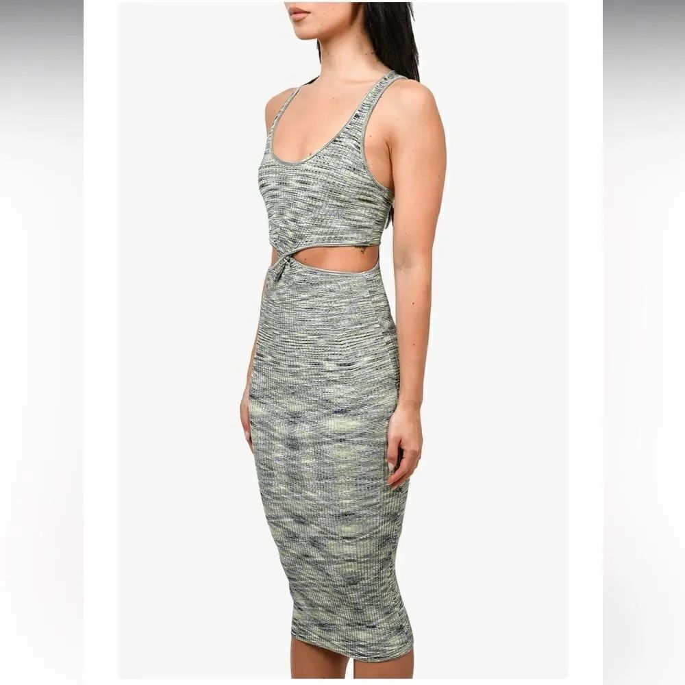 NWT Jonathan Simkhai Cut Out Detail MIDI Dress Large Green/Blue